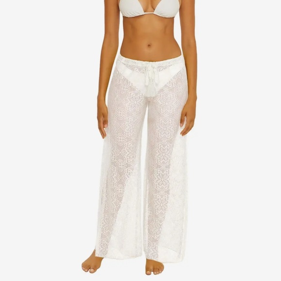 BECCA Other - NWT BECCA Ibiza Beach Crochet Pants Cover-Up- white